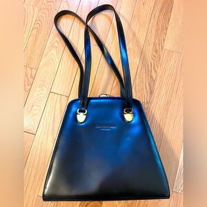 Gianfranco Lotti Firenze Jet Black Leather Handbag, Made in Italy
